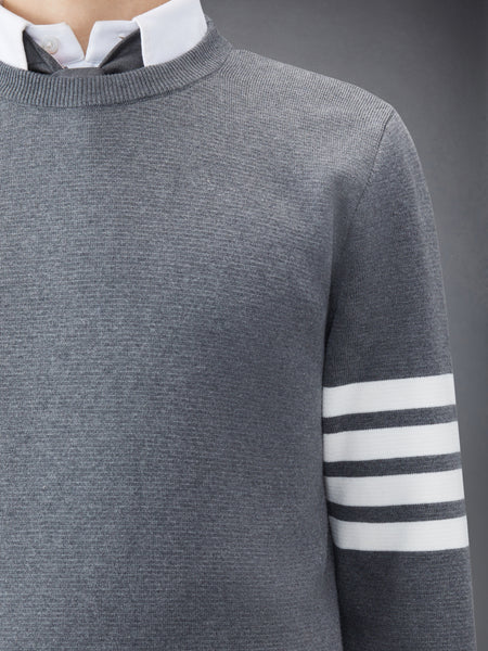 COTTON CREPE 4-BAR PULLOVER MED GREY