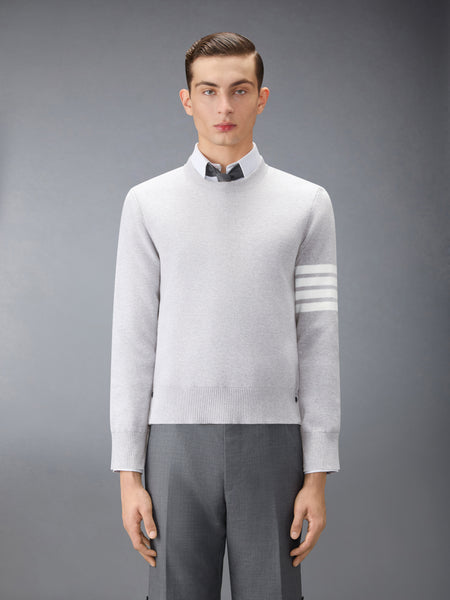 COTTON CREPE 4-BAR PULLOVER PALE GREY