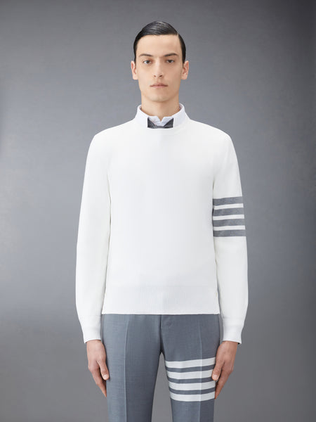 COTTON CREPE 4-BAR PULLOVER WHITE