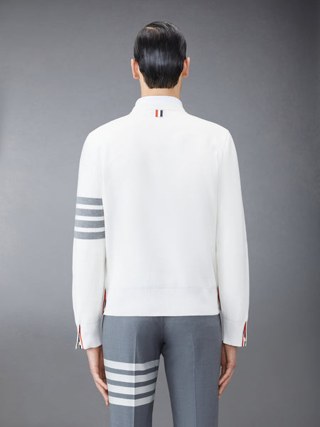 COTTON CREPE 4-BAR PULLOVER WHITE