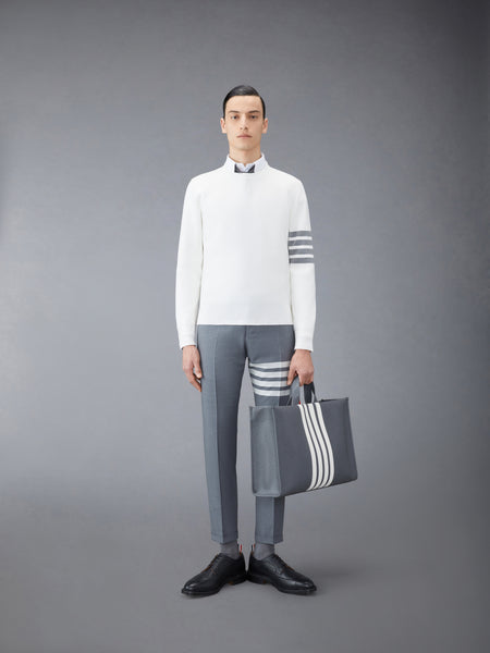 COTTON CREPE 4-BAR PULLOVER WHITE