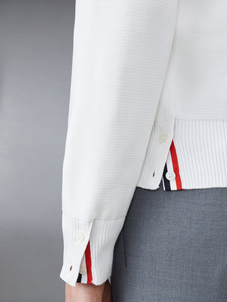 COTTON CREPE 4-BAR PULLOVER WHITE