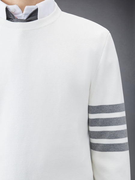 COTTON CREPE 4-BAR PULLOVER WHITE