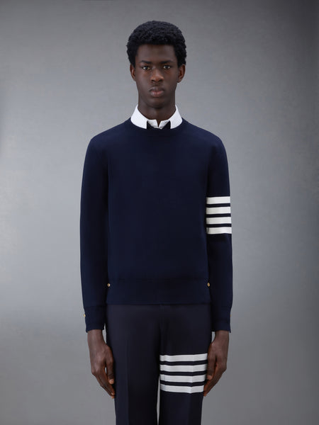 COTTON CREPE 4-BAR PULLOVER NAVY