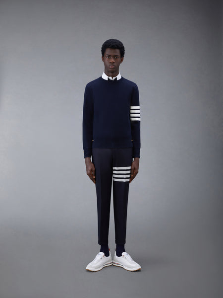 COTTON CREPE 4-BAR PULLOVER NAVY