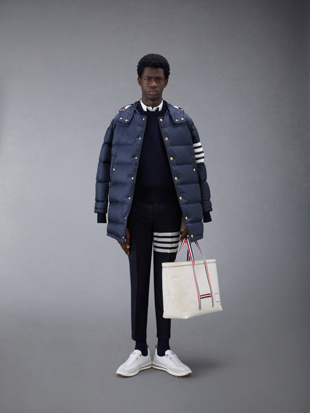 COTTON CREPE 4-BAR PULLOVER NAVY