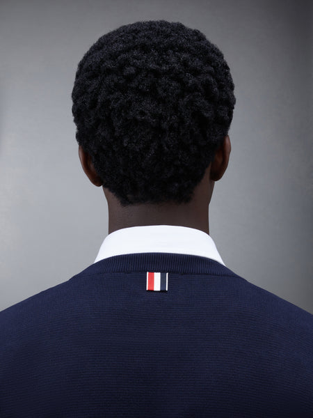 COTTON CREPE 4-BAR PULLOVER NAVY