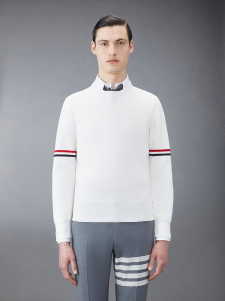 MILANO STITCH RWB ARM STRIPE PULLOVER WHITE