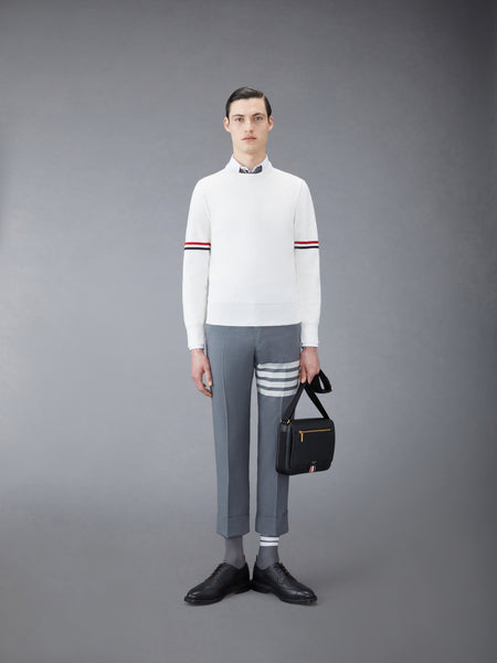 MILANO STITCH RWB ARM STRIPE PULLOVER WHITE