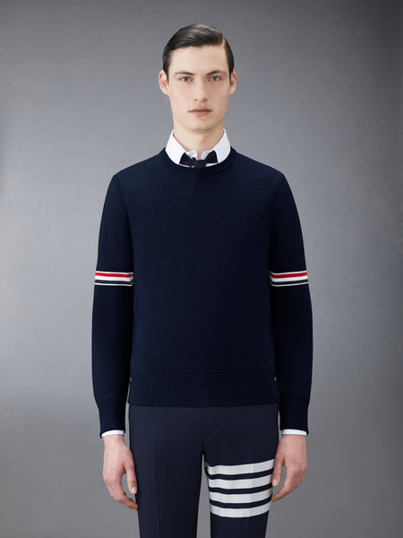 MILANO STITCH RWB ARM STRIPE PULLOVER NAVY