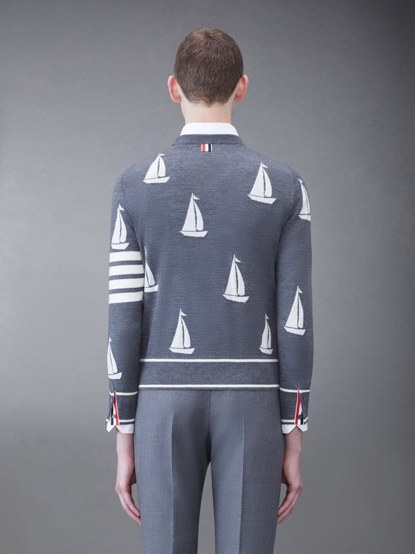 Merino Sailboat 4-bar Crew Neck Pullover - image 2