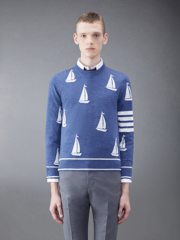 Merino Sailboat 4-bar Crew Neck Pullover - featured image