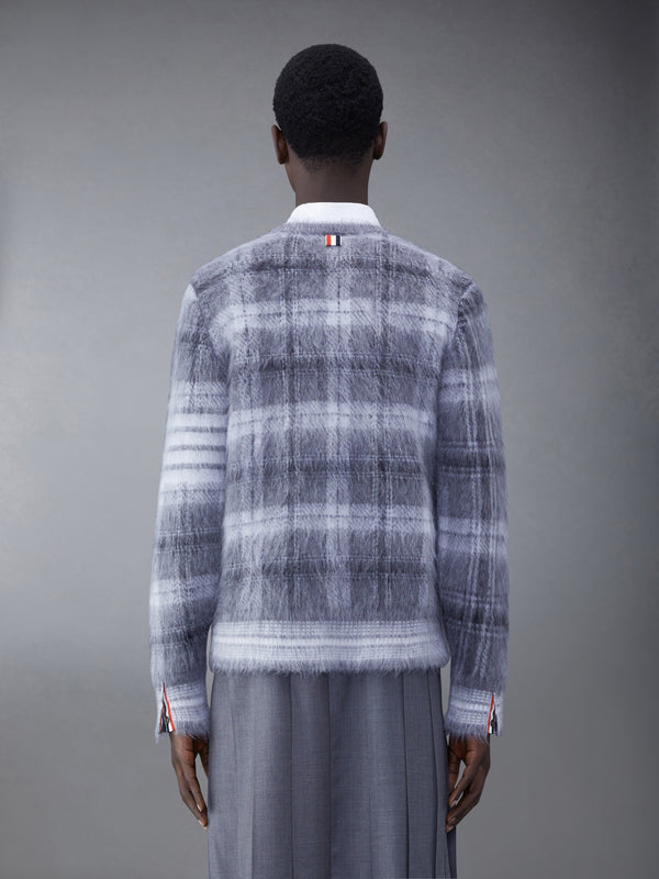 Tartan Mohair Check 4-Bar Crew Neck Pullover - image 2