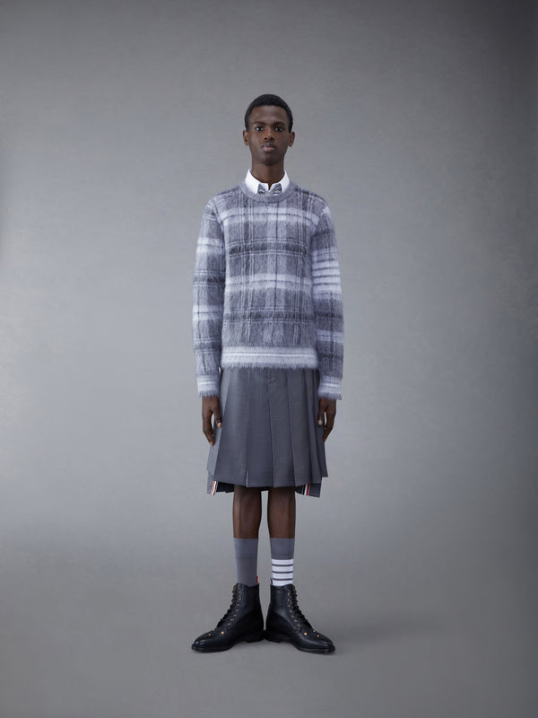 Tartan Mohair Check 4-Bar Crew Neck Pullover - image 3