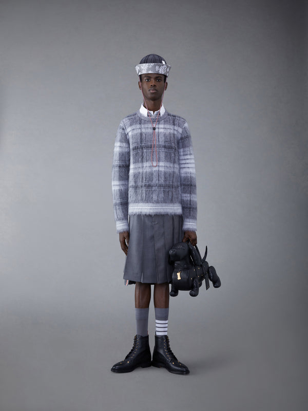 Tartan Mohair Check 4-Bar Crew Neck Pullover - image 4