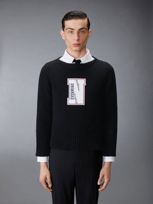 CHUNKY MERINO WOOL NEVERMORE PATCH BOAT NECK PULLOVER - image 1