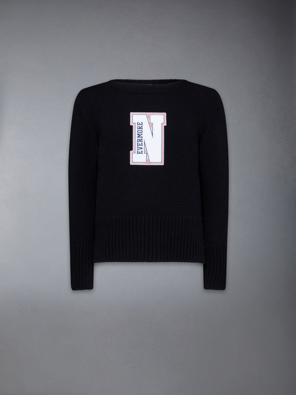 CHUNKY MERINO WOOL NEVERMORE PATCH BOAT NECK PULLOVER - image 7