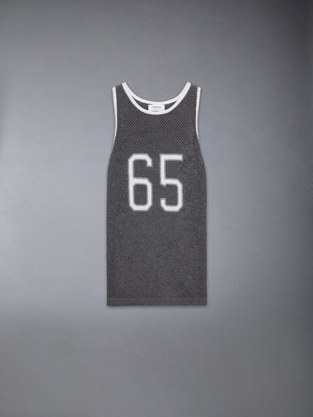INTARSIA CASHMERE MESH BASKETBALL JERSEY MEDIUM GREY
