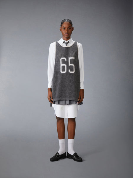 INTARSIA CASHMERE MESH BASKETBALL JERSEY MEDIUM GREY