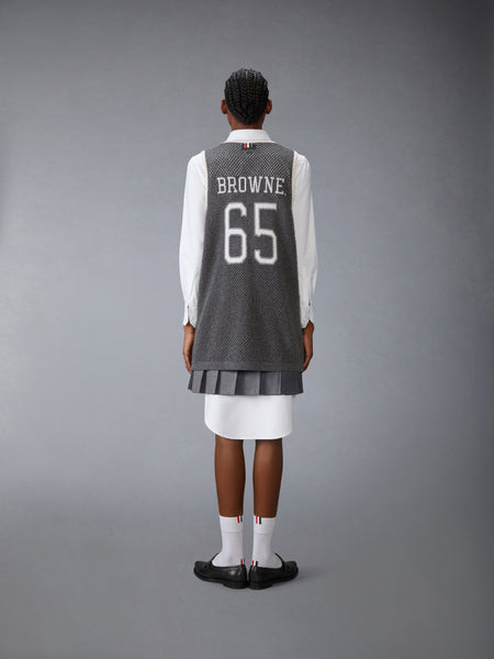 INTARSIA CASHMERE MESH BASKETBALL JERSEY MEDIUM GREY