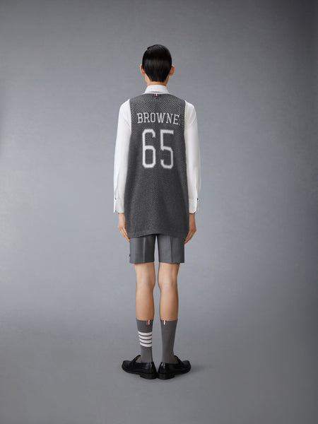 INTARSIA CASHMERE MESH BASKETBALL JERSEY MEDIUM GREY