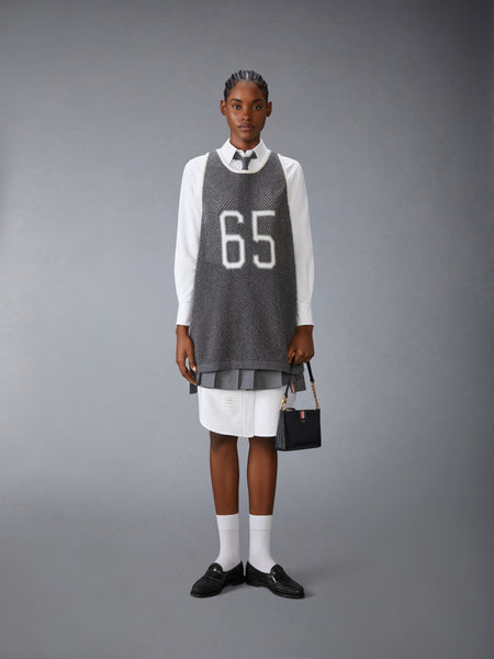 INTARSIA CASHMERE MESH BASKETBALL JERSEY MEDIUM GREY
