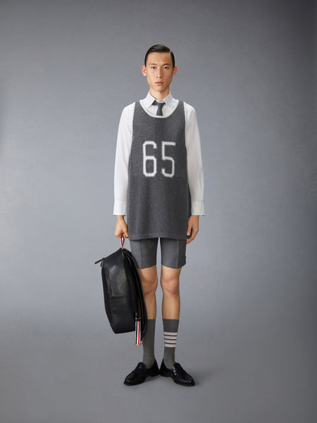 INTARSIA CASHMERE MESH BASKETBALL JERSEY MEDIUM GREY