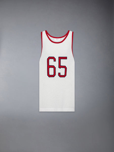 INTARSIA CASHMERE MESH BASKETBALL JERSEY WHITE