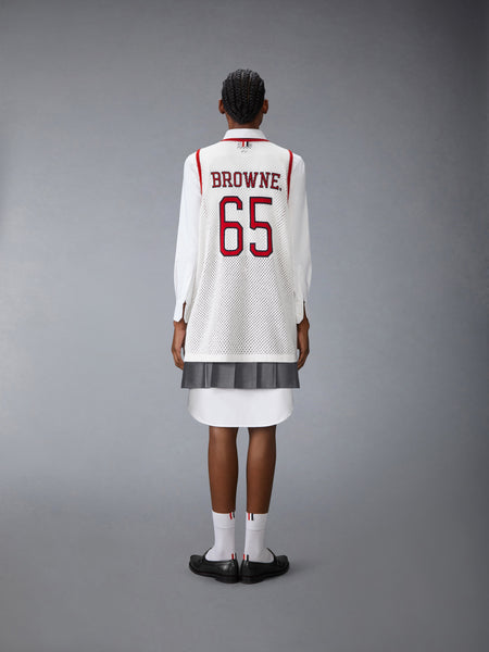 INTARSIA CASHMERE MESH BASKETBALL JERSEY WHITE