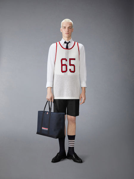 INTARSIA CASHMERE MESH BASKETBALL JERSEY WHITE