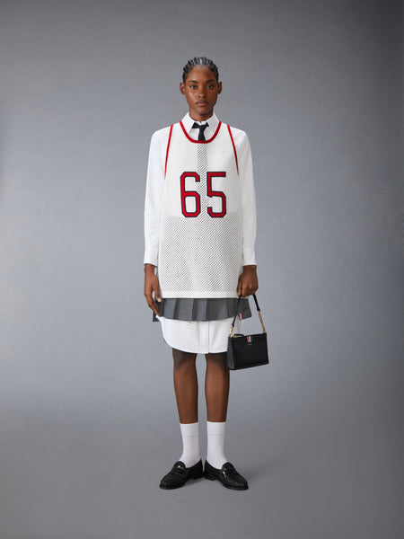 INTARSIA CASHMERE MESH BASKETBALL JERSEY WHITE