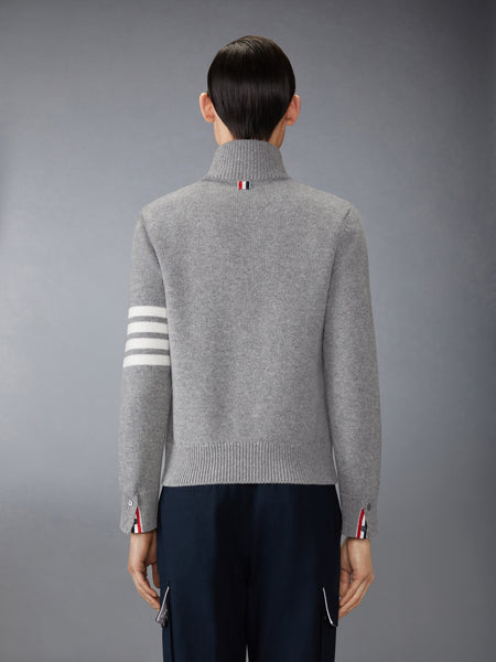MERINO WOOL 4-BAR FUNNEL NECK PULLOVER LT GREY
