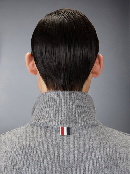 MERINO WOOL 4-BAR FUNNEL NECK PULLOVER LT GREY