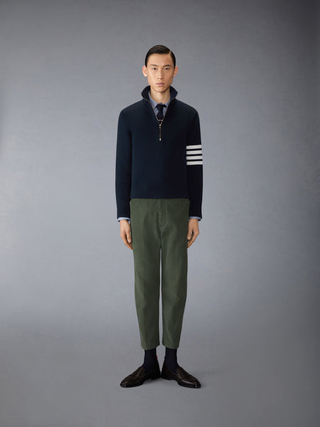 MERINO WOOL 4-BAR FUNNEL NECK PULLOVER NAVY