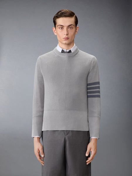 COTTON CARDIGAN STITCH 4-BAR PULLOVER LT GREY