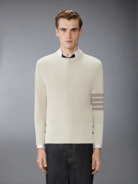 COTTON CARDIGAN STITCH 4-BAR PULLOVER BEIGE