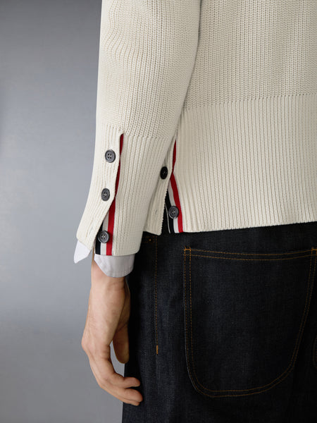 COTTON CARDIGAN STITCH 4-BAR PULLOVER BEIGE