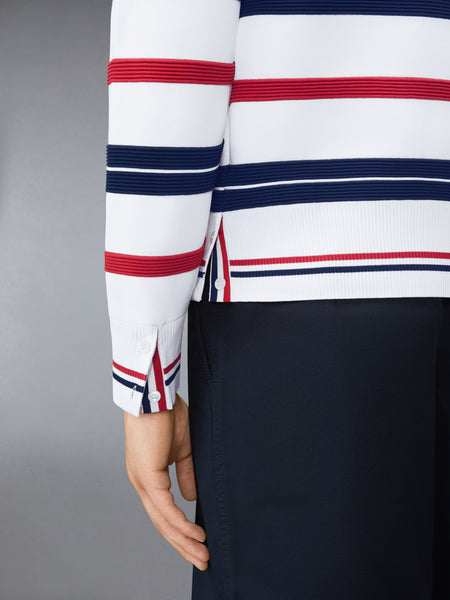 REPP STRIPE RWB PULLOVER WHITE