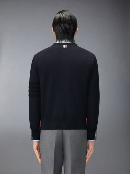 OTTOMAN MILANO STITCH 4-BAR BOMBER PULLOVER NAVY