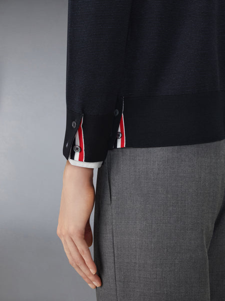 OTTOMAN MILANO STITCH 4-BAR BOMBER PULLOVER NAVY
