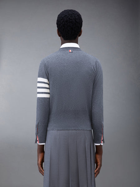 CLASSIC CASHMERE 4-BAR V-NECK CARDIGAN DARK GREY