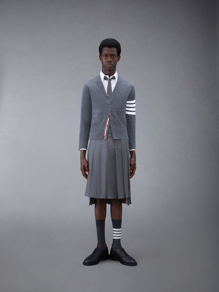 CLASSIC CASHMERE 4-BAR V-NECK CARDIGAN DARK GREY