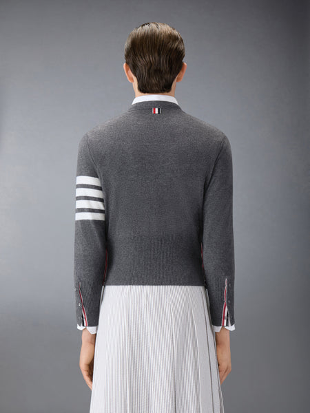 CLASSIC CASHMERE 4-BAR V-NECK CARDIGAN MED GREY