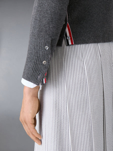 CLASSIC CASHMERE 4-BAR V-NECK CARDIGAN MED GREY