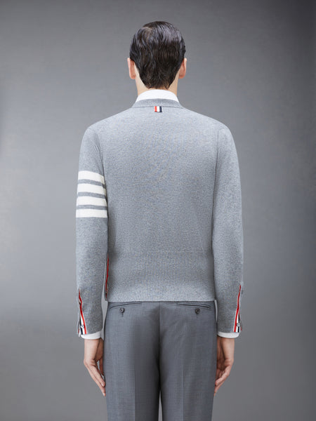 CLASSIC CASHMERE 4-BAR V-NECK CARDIGAN LT GREY