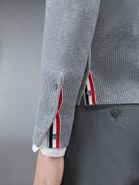 CLASSIC CASHMERE 4-BAR V-NECK CARDIGAN LT GREY