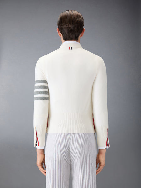 CLASSIC CASHMERE 4-BAR V-NECK CARDIGAN WHITE