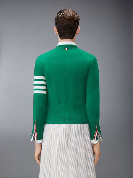 CLASSIC CASHMERE 4-BAR V-NECK CARDIGAN DARK GREEN