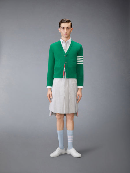 CLASSIC CASHMERE 4-BAR V-NECK CARDIGAN DARK GREEN