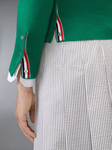 CLASSIC CASHMERE 4-BAR V-NECK CARDIGAN DARK GREEN